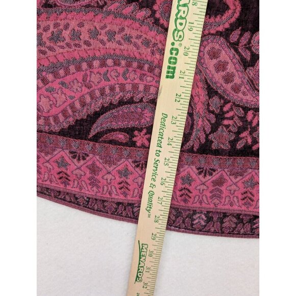 Women's Scarf Wrap Pink Paisley Woven Fringe Rectangle - Picture 9 of 9